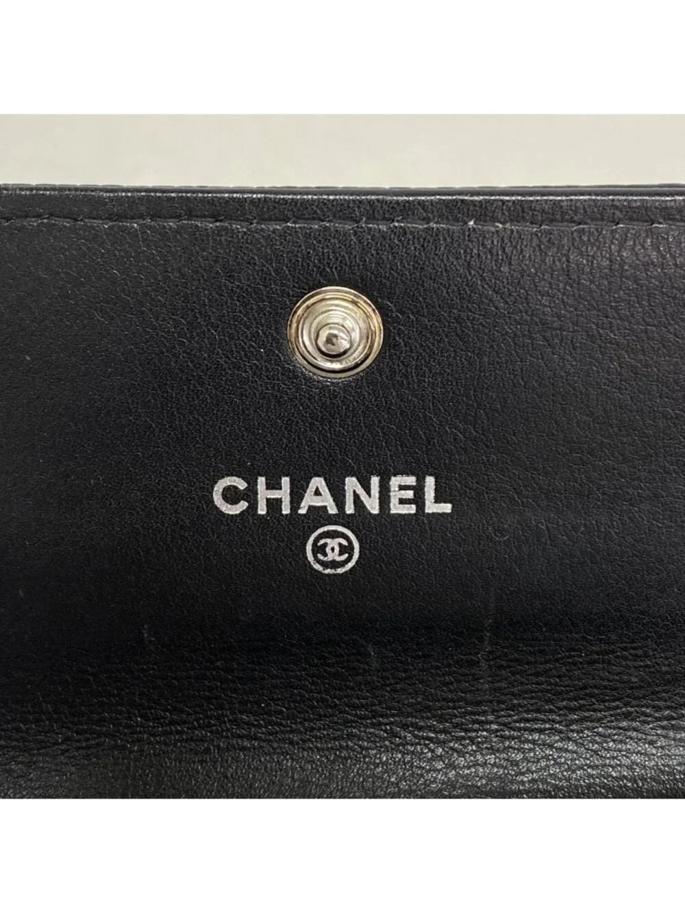 Chanel Coin Case Caviar Leather Black Silver
